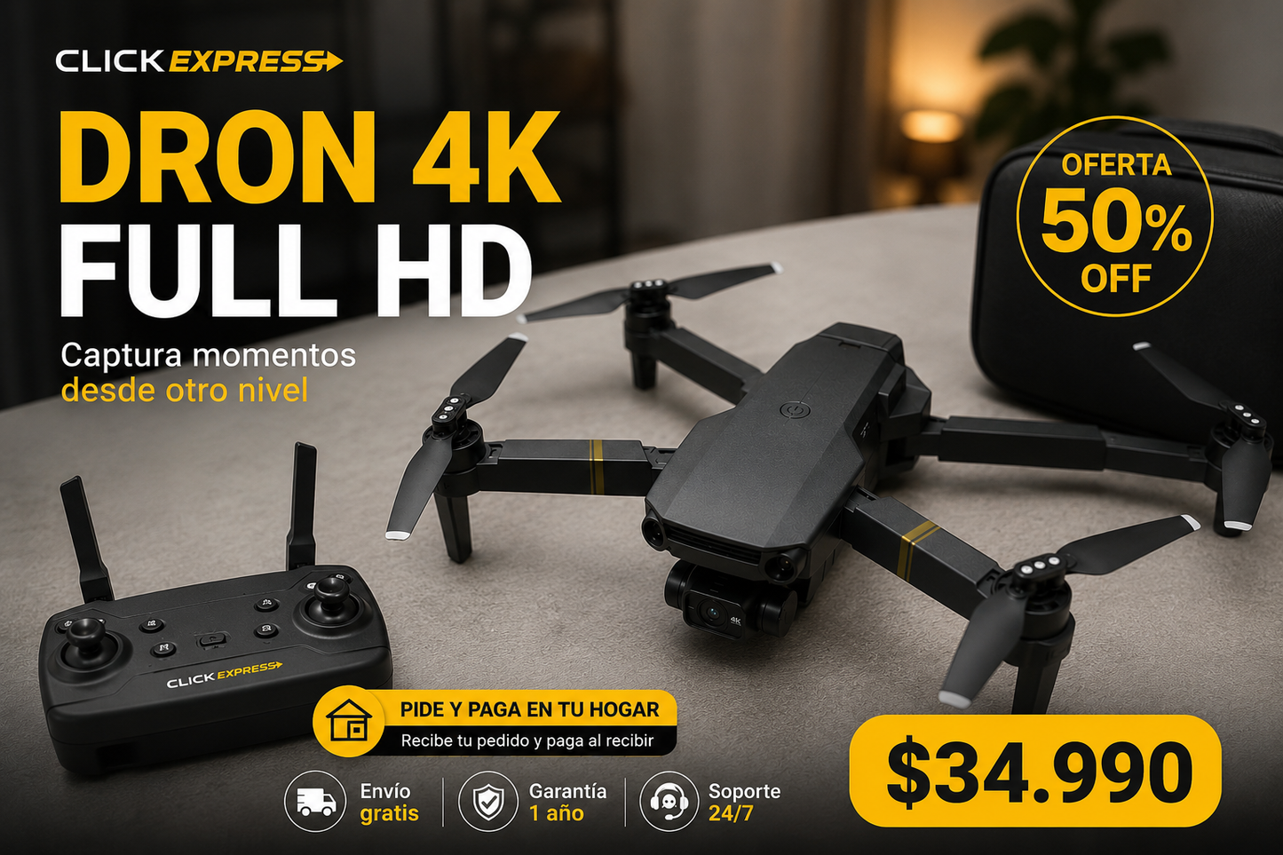 Dron 4K Full HD + EBook de Regalo